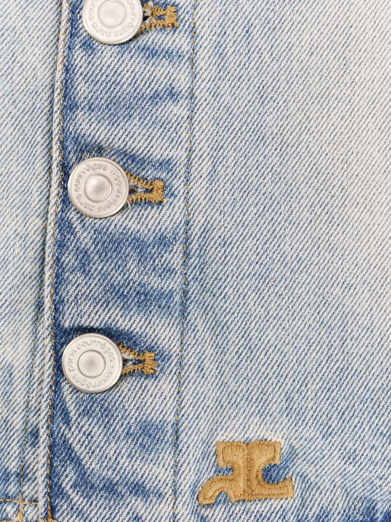 Shop Courrèges Denim Vest With Embroidered Logo In Blue