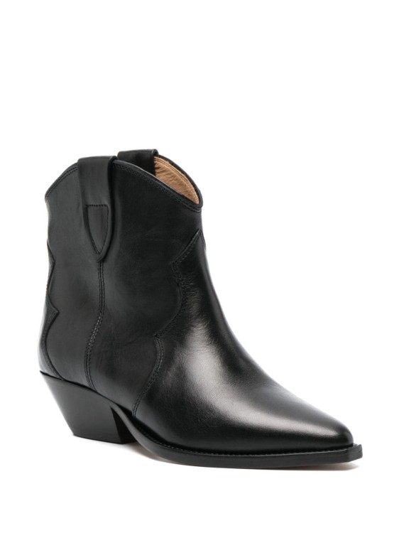Shop Isabel Marant Pointed-toe Leather Ankle Boots In Black