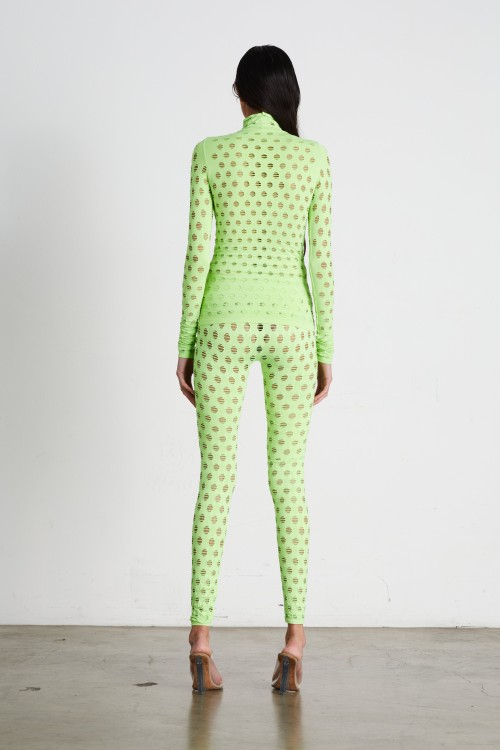 Shop Maisie Wilen Perforated Leggings In Green