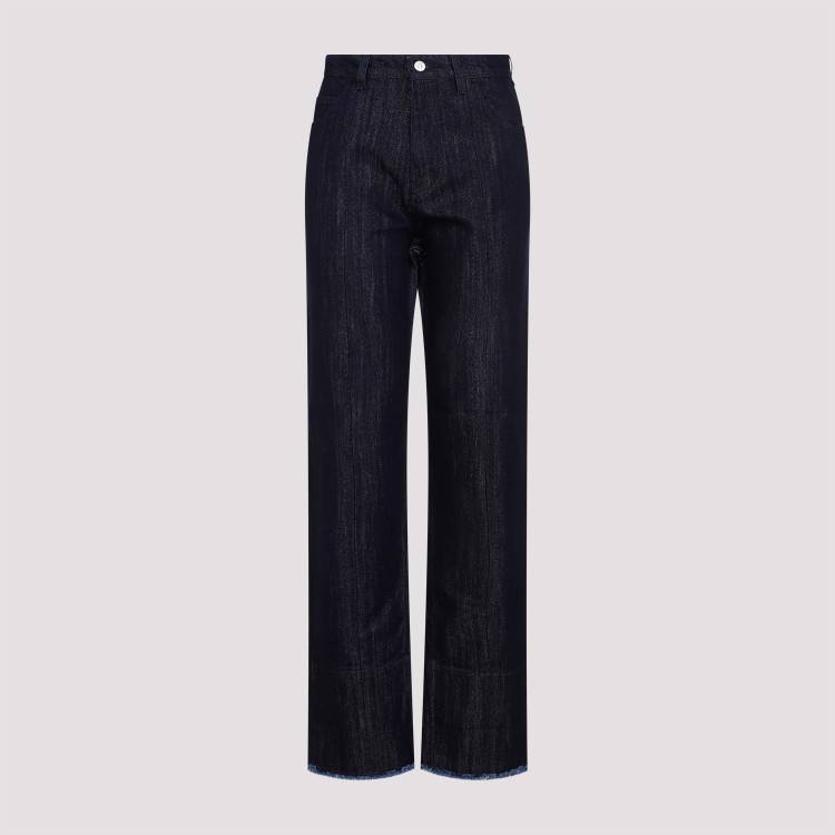 Shop Victoria Beckham Blue Indigo Cotton Cropped High Waist Tapered Jeans In Black