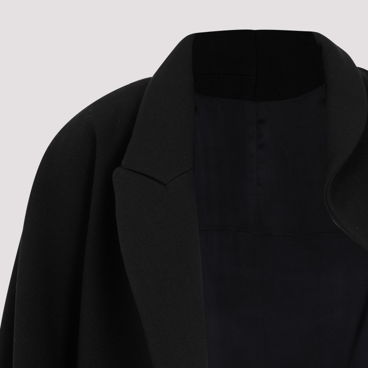 Shop Alaïa Around Half Noir Polyamide Coat In Black
