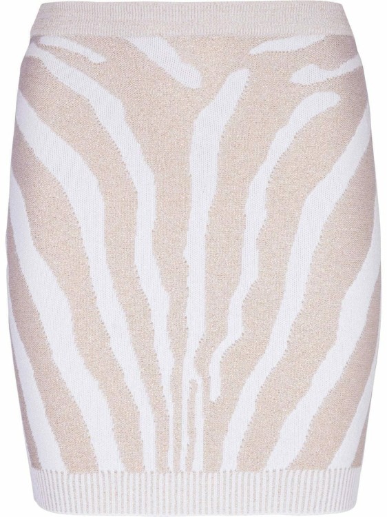 Shop Balmain Multicolored Zebra Knit Mini Skirt In White