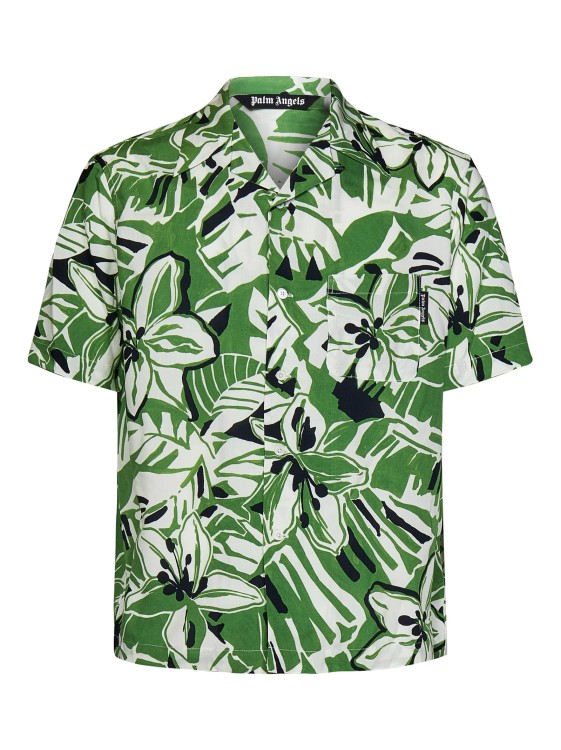 Macro Hibiscus Bowling Shirt In Green