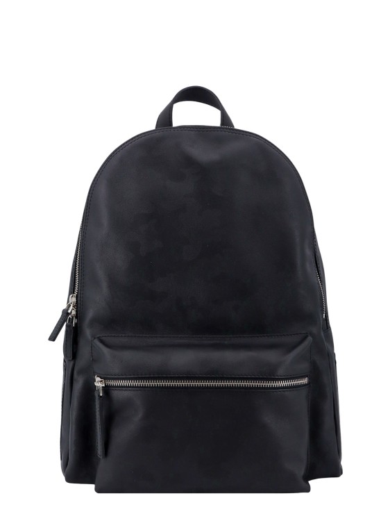 Shop Orciani Leather Backpack With Camouflage Effect In Black