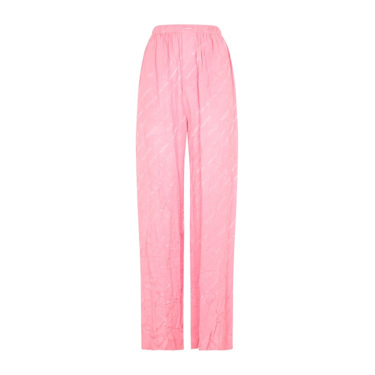 Balenciaga Pink Silk Logoed Pants
