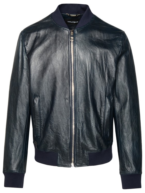 Dolce & Gabbana Leather Jacket In Grey