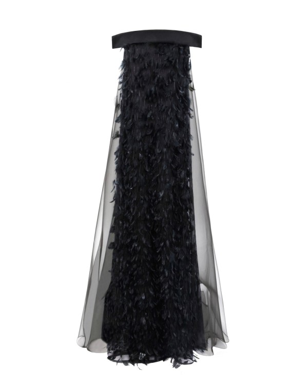 Gemy Maalouf Feather Flared Dress - Long Dresses In Black