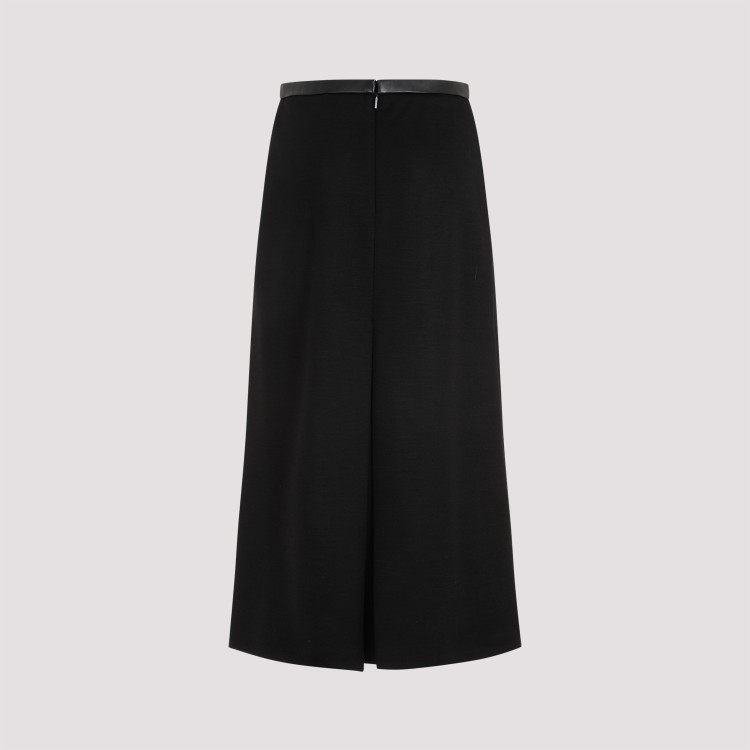 Shop Saint Laurent Black Wool Midi Skirt