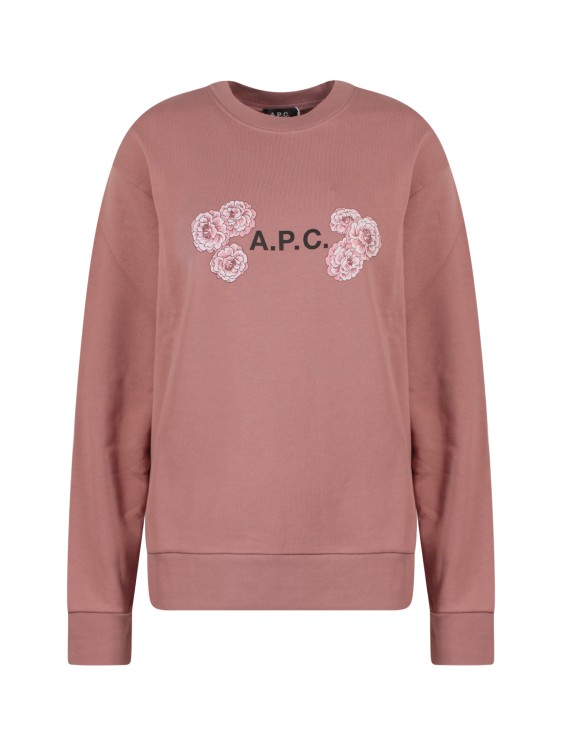 Shop Apc Cotton Sweatshirt With Print In Pink