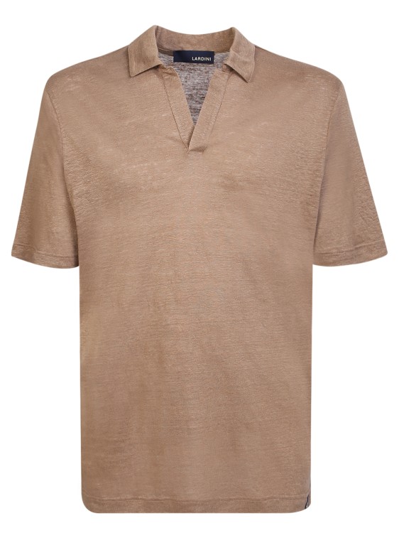 Shop Lardini V-neck Polo Light Brown Shirt