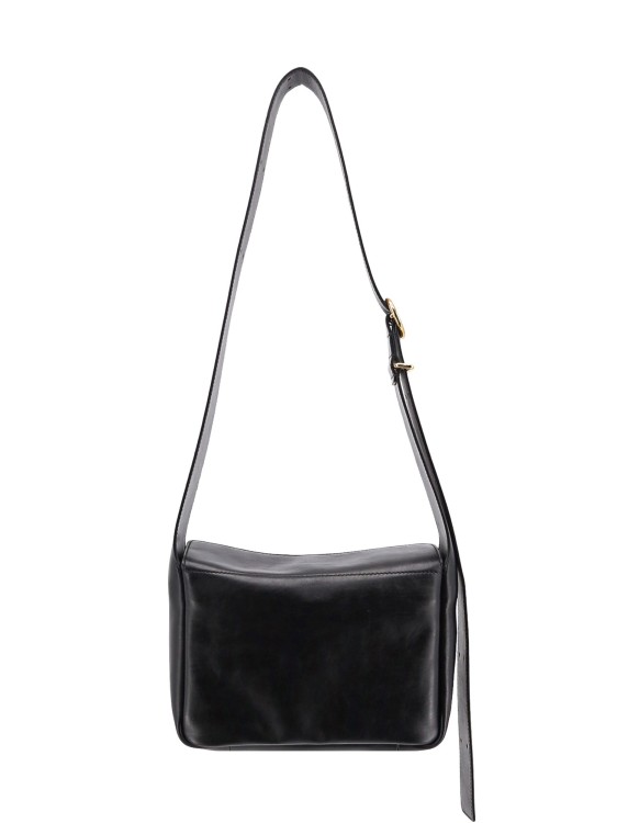 Shop Jil Sander Leather Shoulder Bag With Logo Print In Black