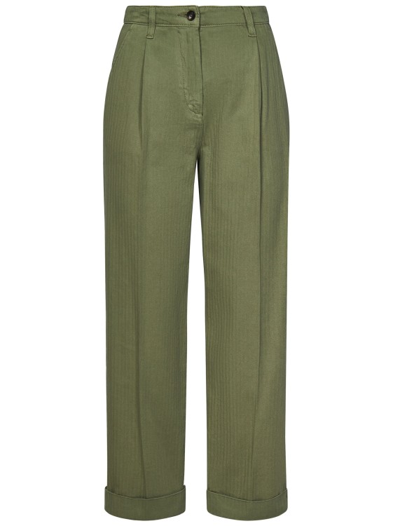 Shop Etro Cropped Chino Trousers In Olive Green