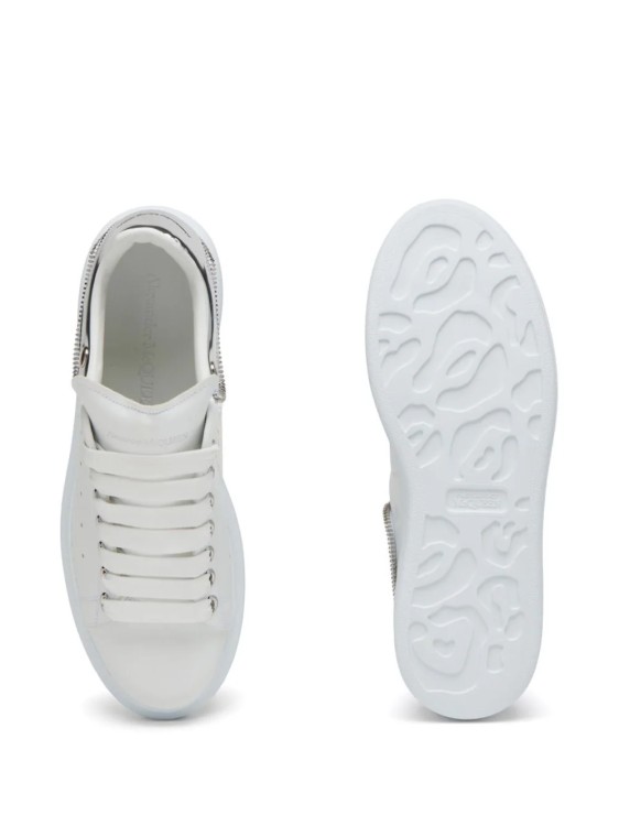 Shop Alexander Mcqueen White/silver Oversized Zip Sneakers
