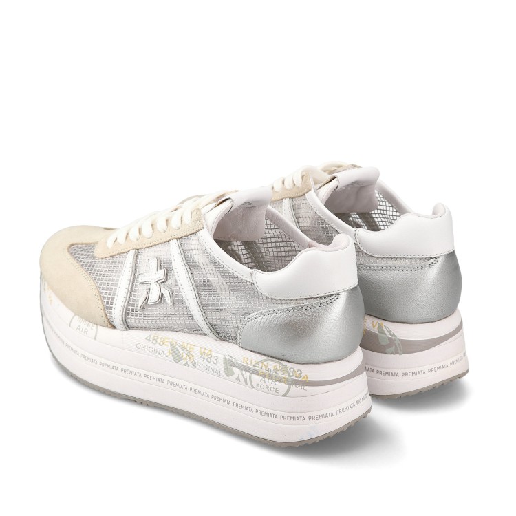 Shop Premiata Beth Sneakers In White Suede Transparent Ripstop Fabric