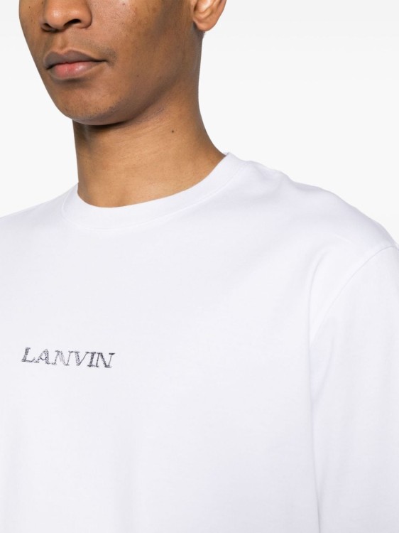 Shop Lanvin White Embroidered Logo T-shirt