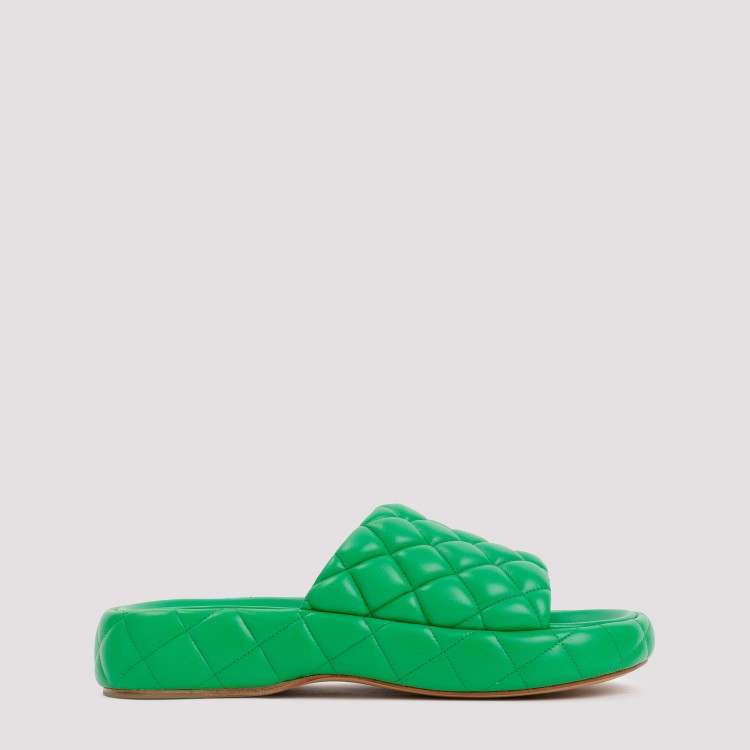 Bottega Veneta Quilted Green Slides With Chunky Sole In Green