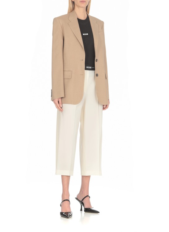 Shop Msgm Wool Pants In White