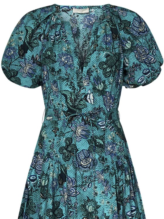 Shop Ulla Johnson Carina Jade-colored Cotton Poplin Midi Dress In Blue