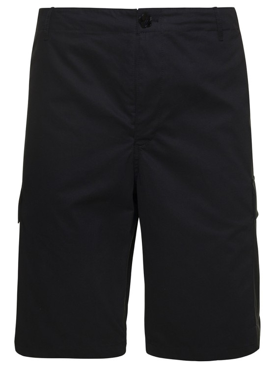 Shop Kenzo Black Cargo Shorts With Logo Patch In Cotton