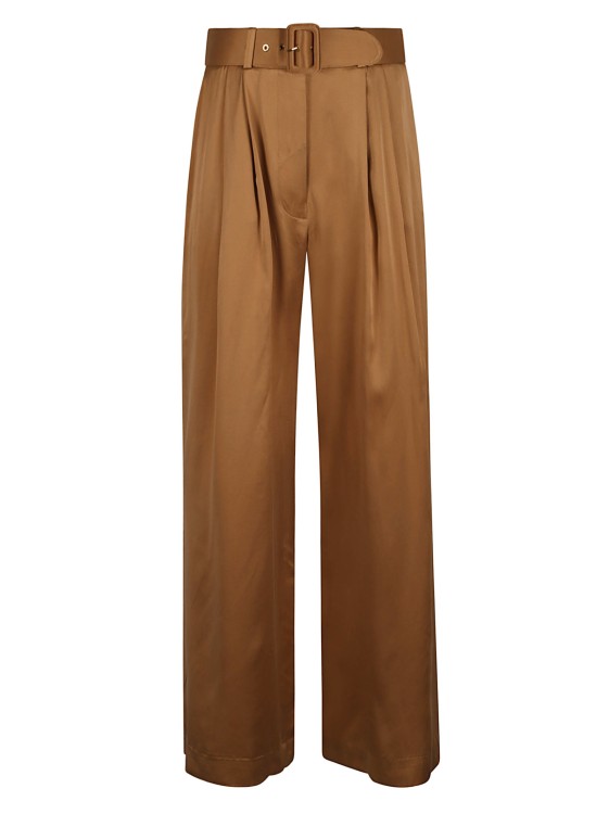 Shop Zimmermann Silk Satin Pants In Brown