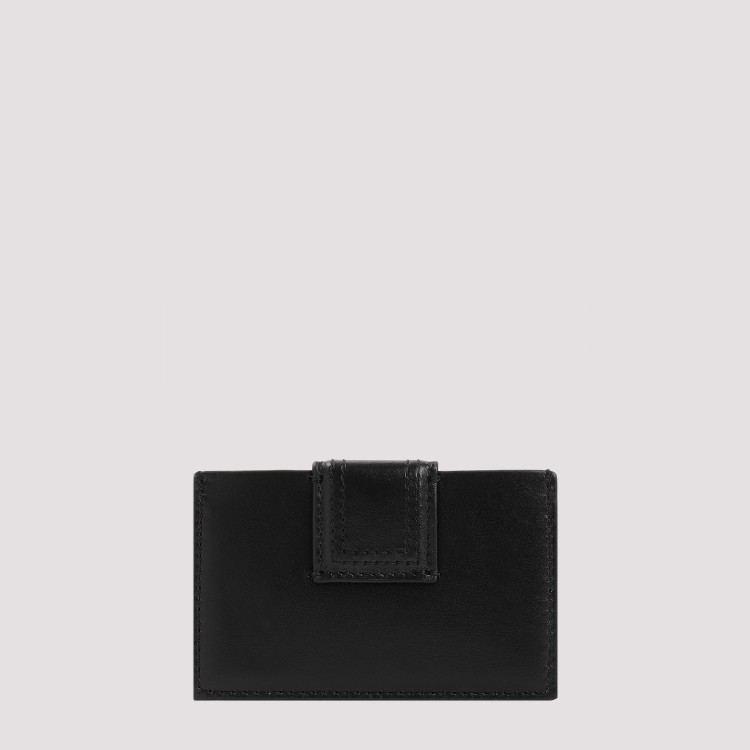Jacquemus Black Cow Leather Le Bambino Card Case In Black