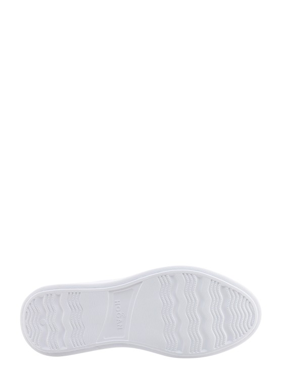 Shop Hogan Leather Sneakers With Glittered Patch In White
