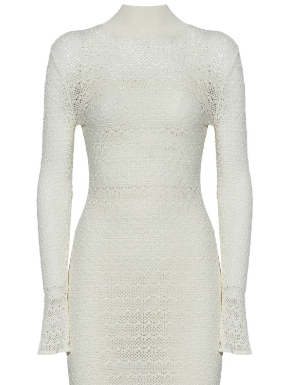 Shop Tom Ford Turtleneck Knit Long-sleeved Dress In White