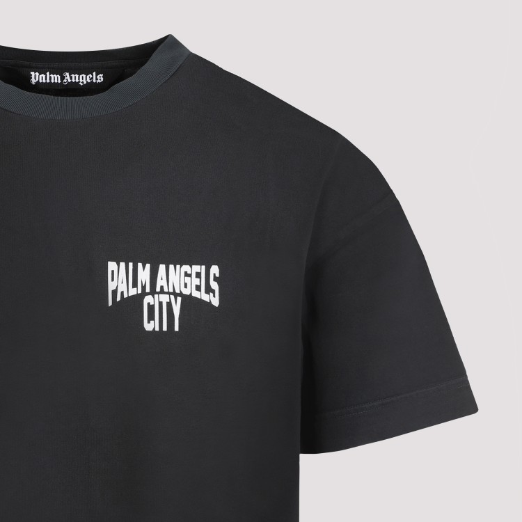 Shop Palm Angels Dark Grey Cotton City Washed T-shirt In Black