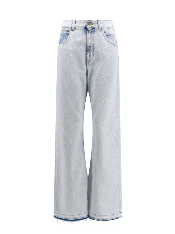 Shop Pinko Stretch Cotton Jeans With Back Logo Patch In White
