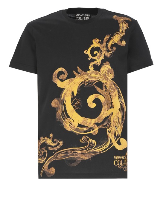 Versace Jeans Couture T-shirt Panel Baroque In Black