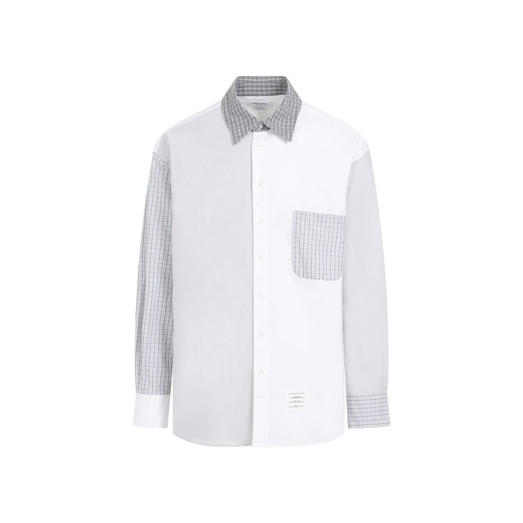 Thom Browne White Cotton Funmix Oversized Long Sleeve Shirt In White