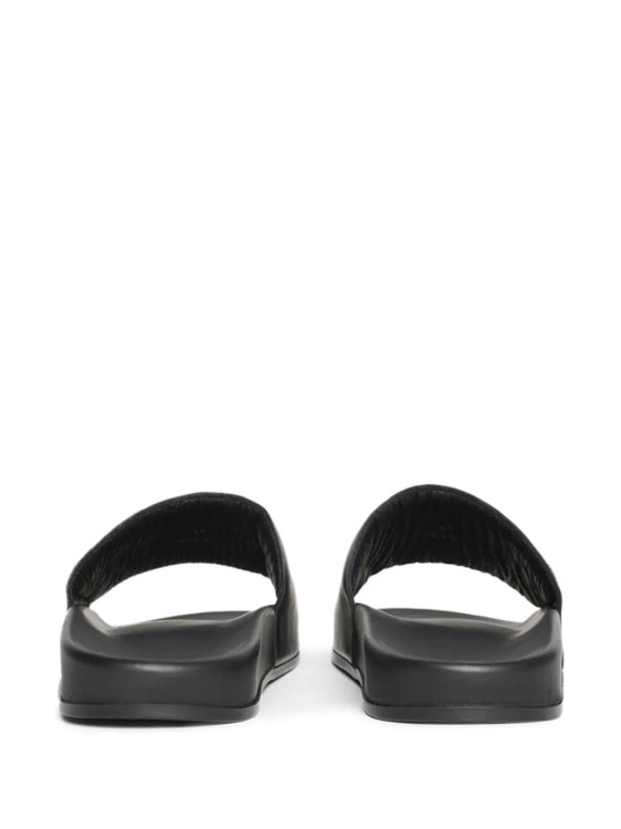 Shop Rhude Logo-print Leather Slides In Grey
