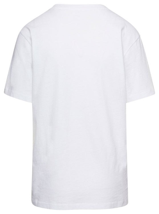 Shop Isabel Marant Étoile White Crewneck T-shirt With Logo Print On The Chest In Cotton