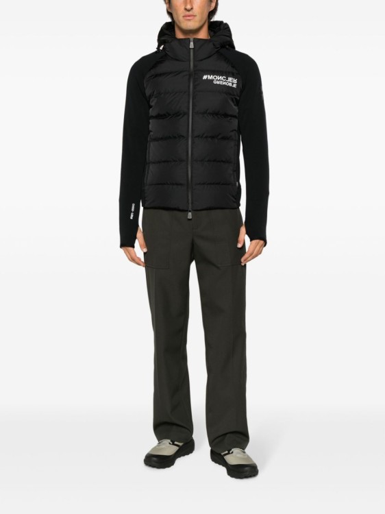 Shop Moncler Black Quilted Knitted Panel Sweater