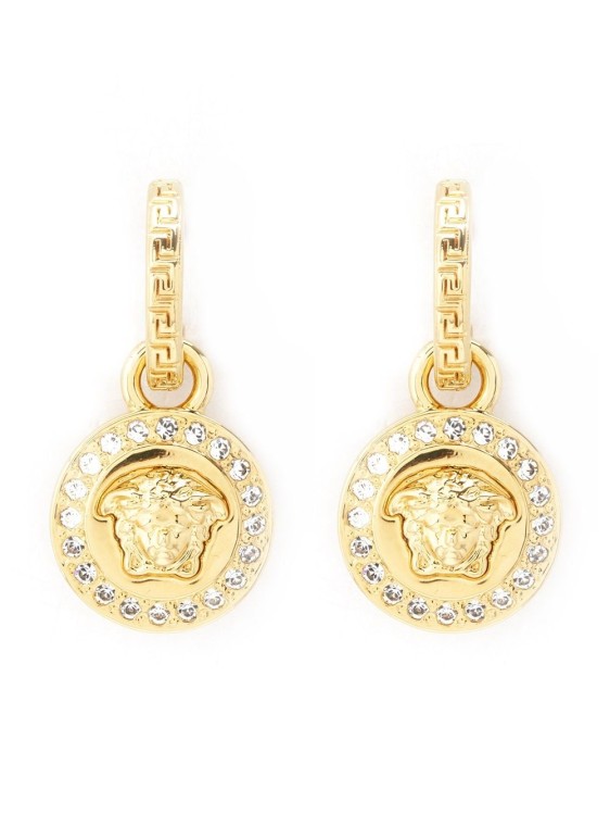 Shop Versace Greca And Medusa Drop Earrings In Not Applicable