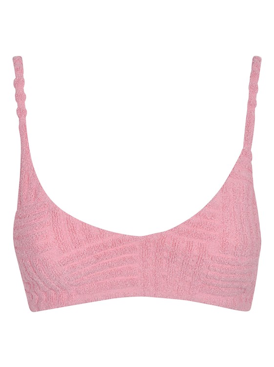Shop Bottega Veneta Pink Cotton Intrecciato-jacquard Terry Bralette Top