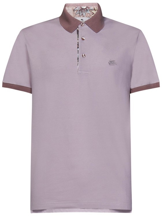 Shop Etro Pink Cotton Pique Polo Shirt