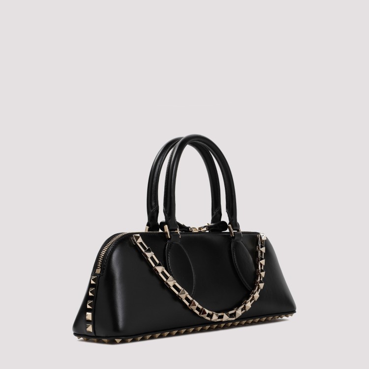 Shop Valentino Duffle Rockstud Black Calf Leather Handbag