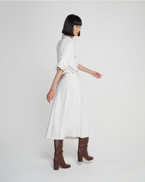 Shop Serena Bute Pleated Midi Skirt - Ecru In White