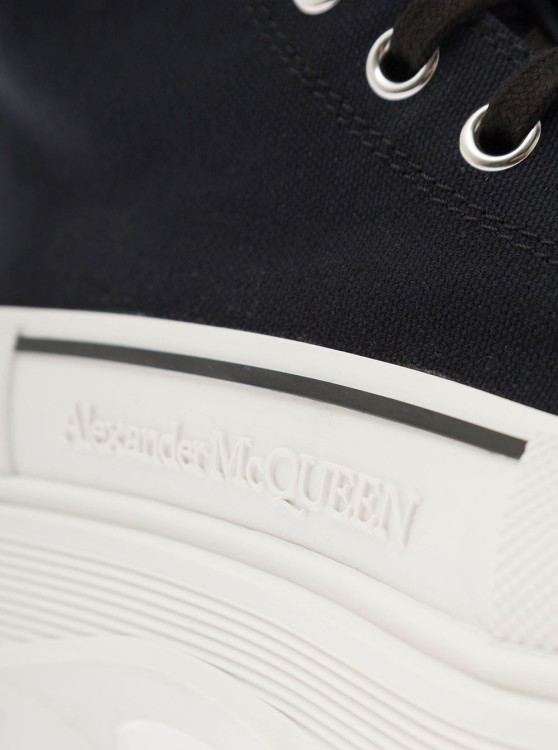 Shop Alexander Mcqueen Black 'tread Slick' High-top Sneakers In Cotton In White