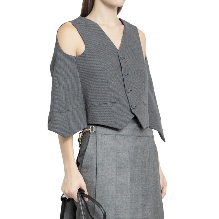 Shop Fendi Striped Vest Top In Grey