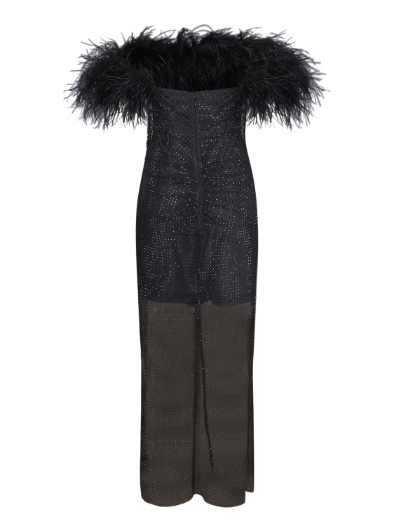Shop Self-portrait Feathered Dress In Black