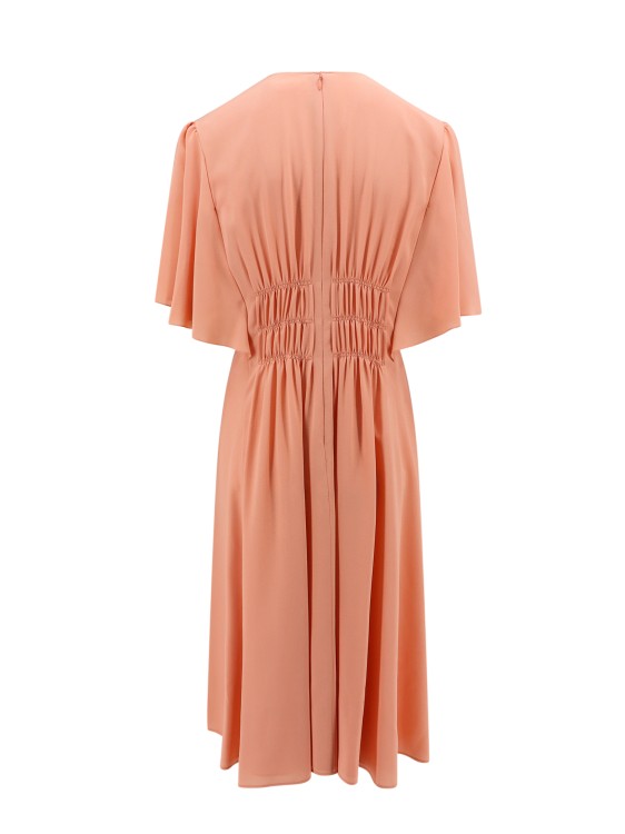 Shop Chloé Silk Dress With Frontal Drapery In Orange
