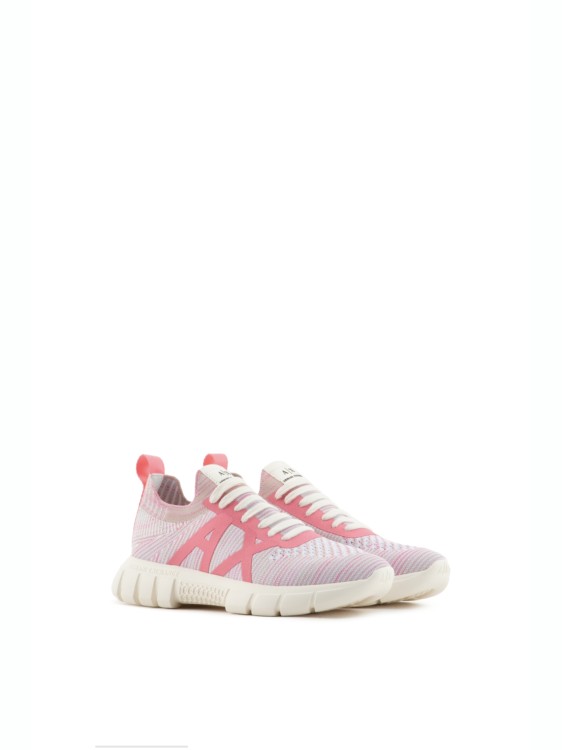 Armani Exchange Official Store Sock Sneakers In Stretch Fabric In Pink