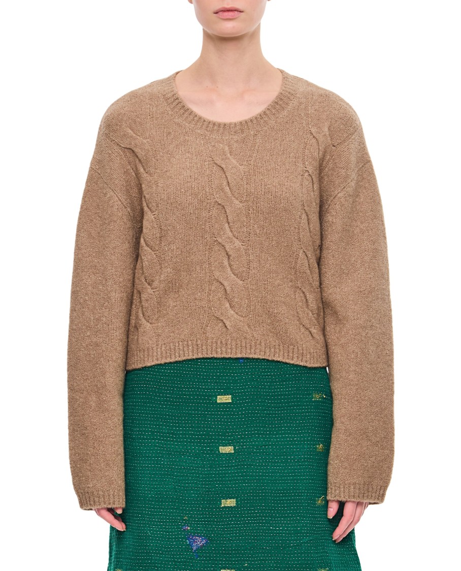 Lisa Yang Sweater Woman Color Sand In Brown