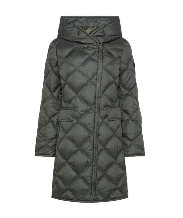 Peuterey Long Down Jacket With Diamond Quilt In Green