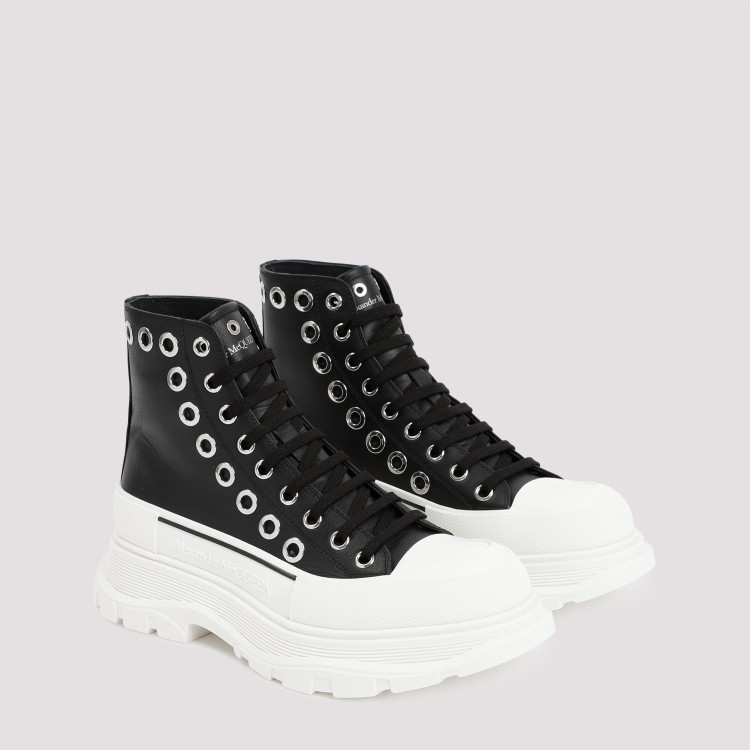 Shop Alexander Mcqueen Black Leather Boot In White