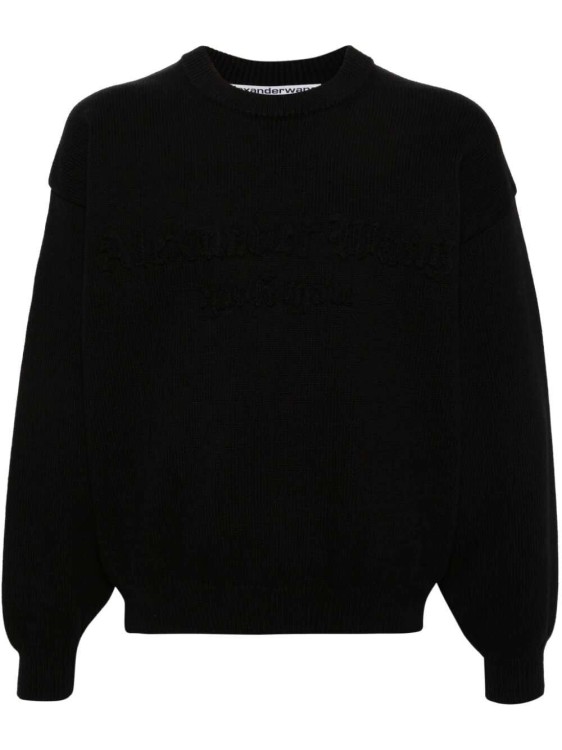 Shop Alexander Wang Crochet-logo Cotton-blend Sweatshirt In Black