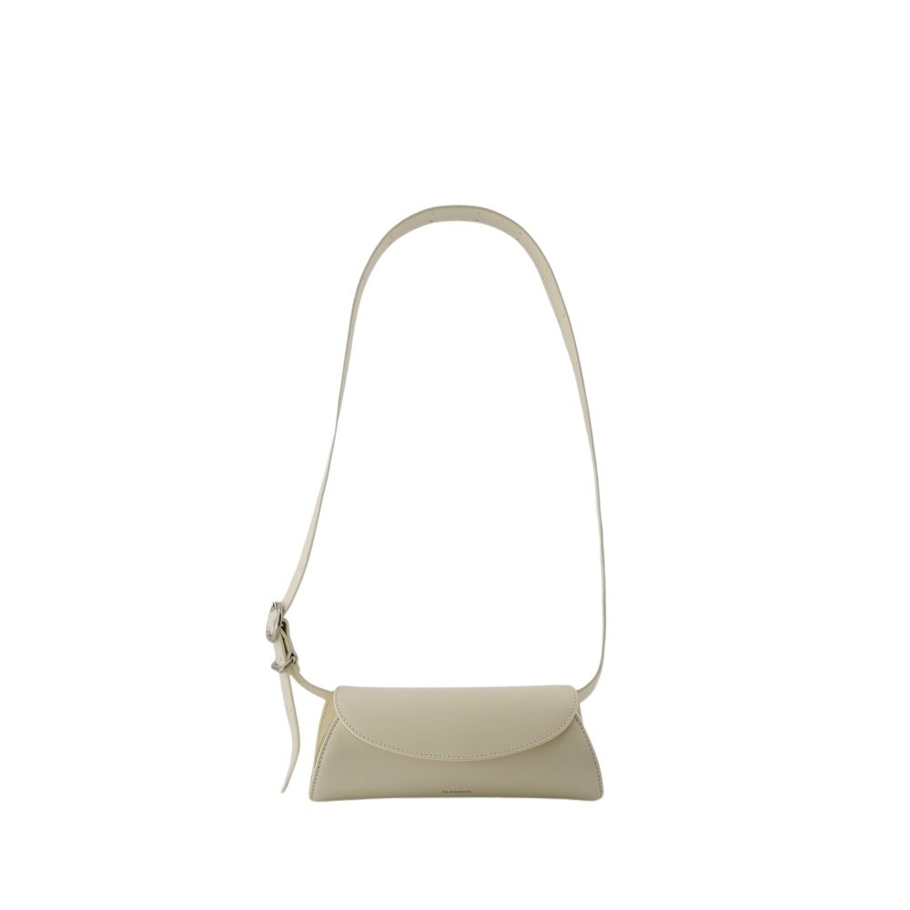 Jil Sander Small Leather Shoulder Bag With Adjustable Handle In White