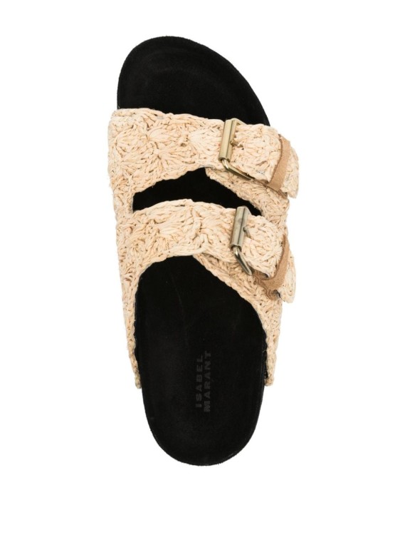 Shop Isabel Marant Beige/black Woven Raffia Sandals In Neutrals